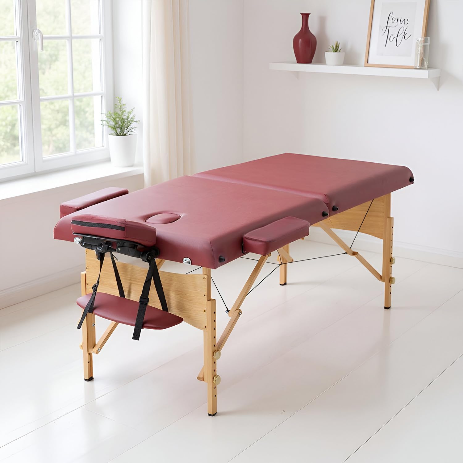 BestMassage Massage Bed Portable Massage Table 2 Folding Lash Bed Height Adjustable 24 Inch Wide Spa Table with Non-Woven Bag for Spa Footmassage Facial CareSpa Tattoo: 28 inch wide Burgundy