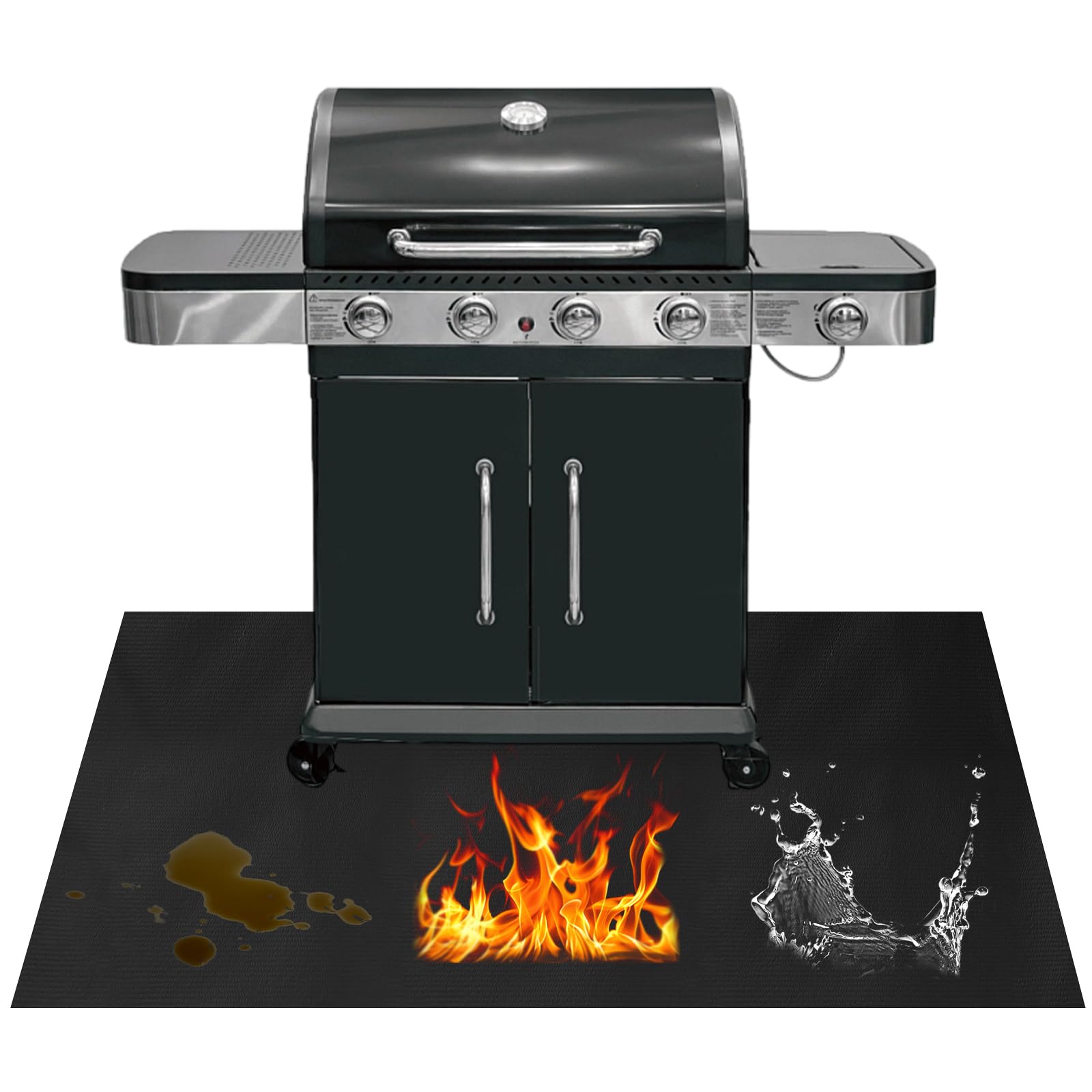 Alfombra Ignifuga, 120×100cm Reutilizable Alfombra Barbacoa Exterior, Alfombra Ignifuga Barbacoa, Alfombra de BBQ Antideslizante Resistente, para Barbacoas, Suelo, Chimenea, Césped y Camping