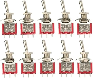 Motorcycle Switch 10pcs Toggle Switch DPDT On-Off-On 6 PINs 3 Position 5A 120Vac /2A 250Vac Red On Off Switch