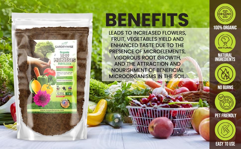 Miniatura 4 de GARDENWISE Melaza seca - Bioestimulante orgánico vegetal para una zona radicular mejorada, vitalidad vegetal y salud próspera del suelo, ideal para