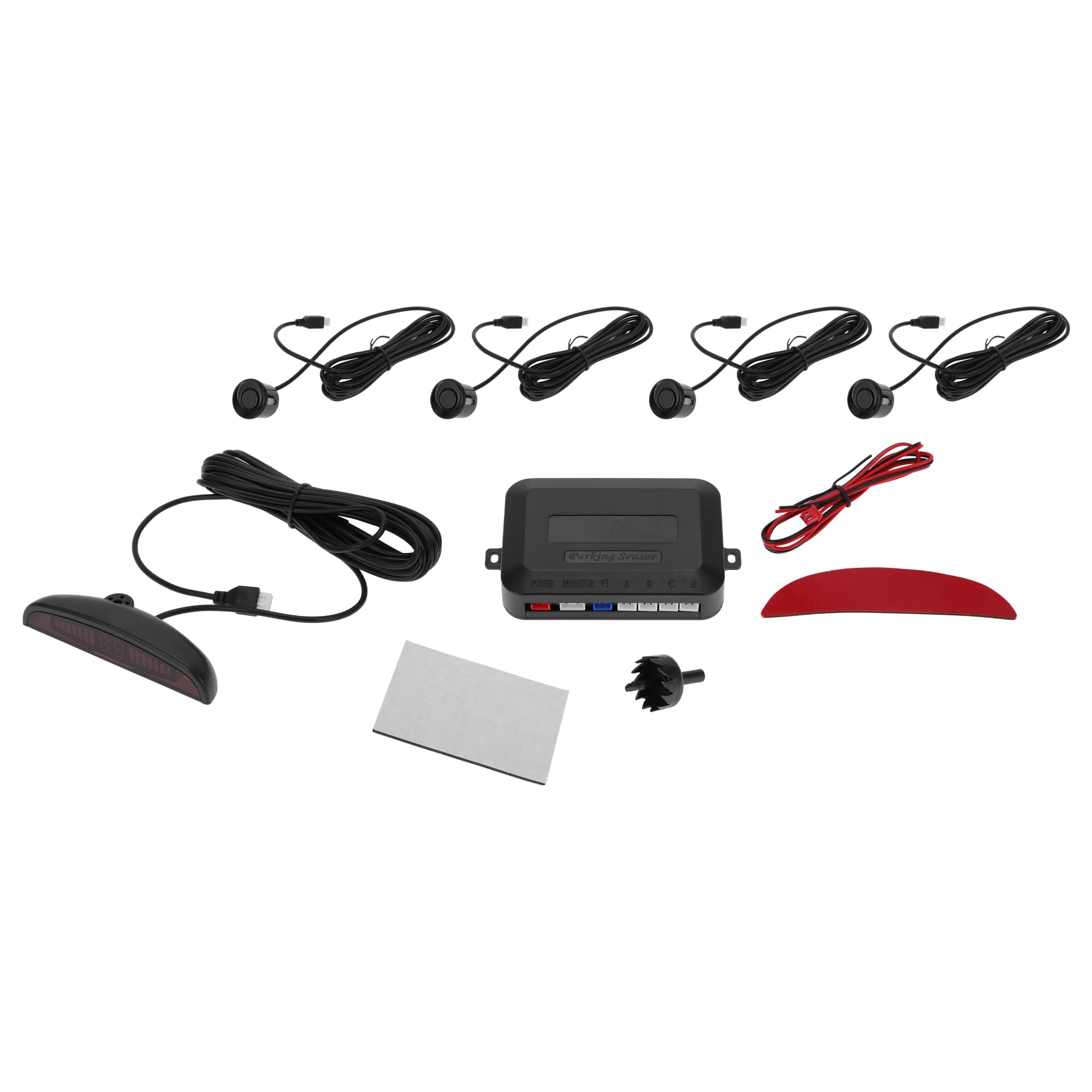 Motoforti Universal Car Auto Vehicle Reverse Backup Radar System Reverse Parking Sensors Alarm Buzzer Reminder Distance Detection Black 4Parking Sensors