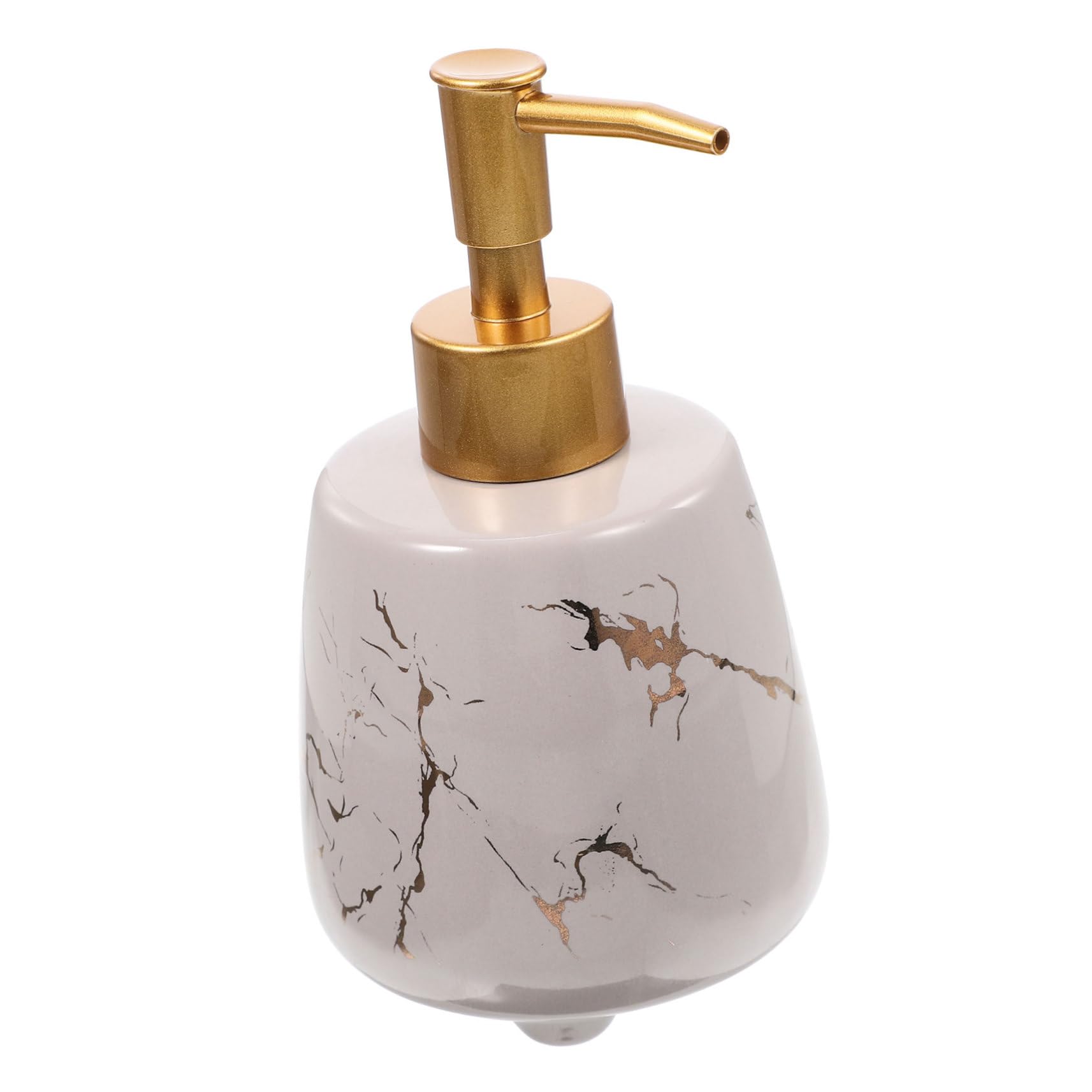 Dispensador de Jabón Líquido Rellenable Bomba Prensa 350 Ml Cerámica Gris Mármol Portátil para Baño y Ducha sin Fugas