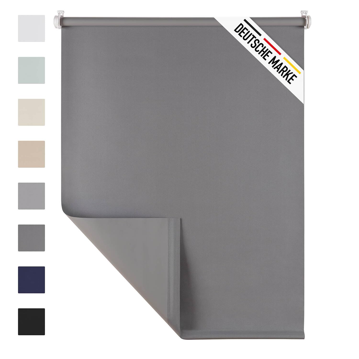 Blumtal Verdunklungsrollo 100 x 130-155 cm - Klemmfix Rollo ohne Bohren - Thermorollo Klemmfix - Fensterrollo Innen für Fenster und Türen - Klemmrollo - Fensterrollo Innen - Sichtschutz Rollo - Grau