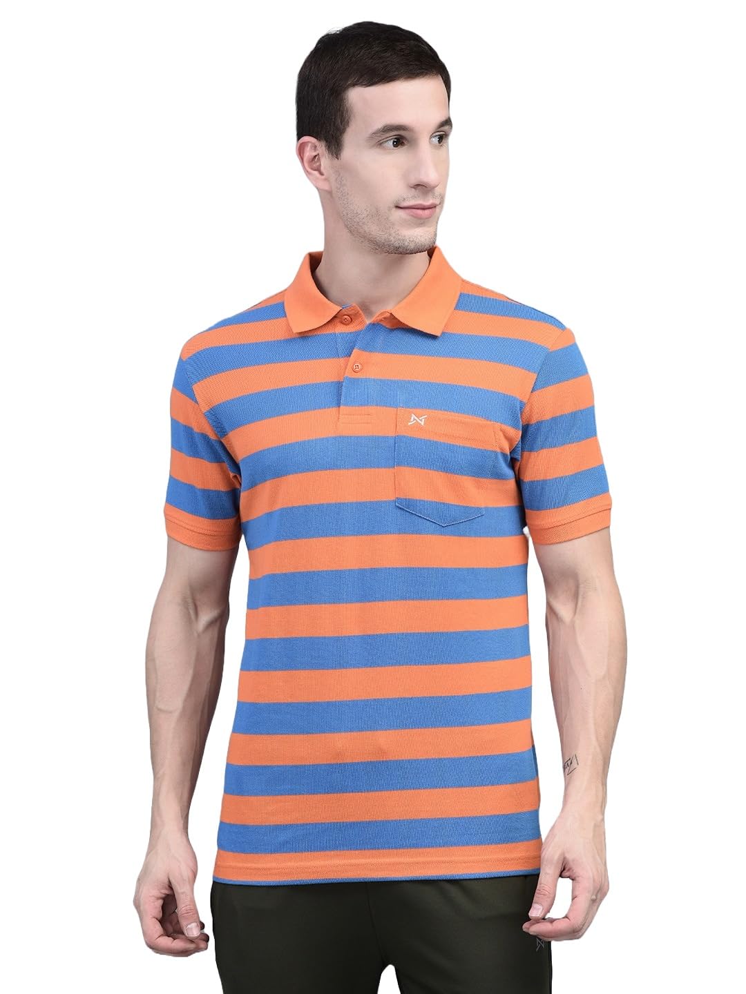 force nxt Striped Polo Neck T-Shirt for Men Pack of 1 | Regular Fit T-Shirt for Men | Premium Super Combed Rich Cotton Polo Shirt | Men's Ultra Soft Half Sleeve T-Shirt-picture-16