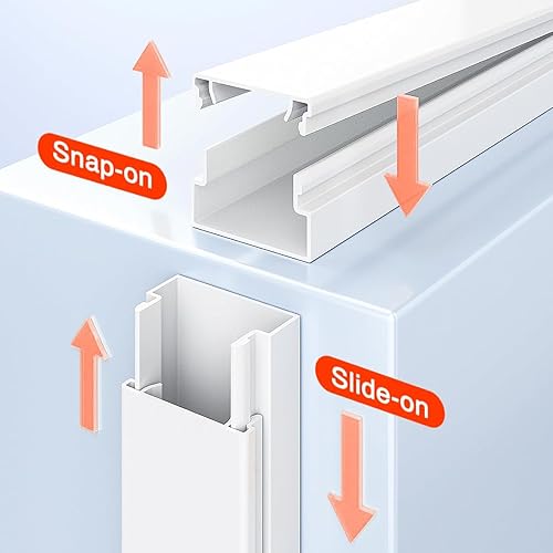 Miniatura 5 de WALFRONT Cable Raceway Kit, White Cord Concealer, 10pcs PVC Cord Cover Wall Wire Management with Double Sided Tape Paintable, UL94 V-0, Trim for