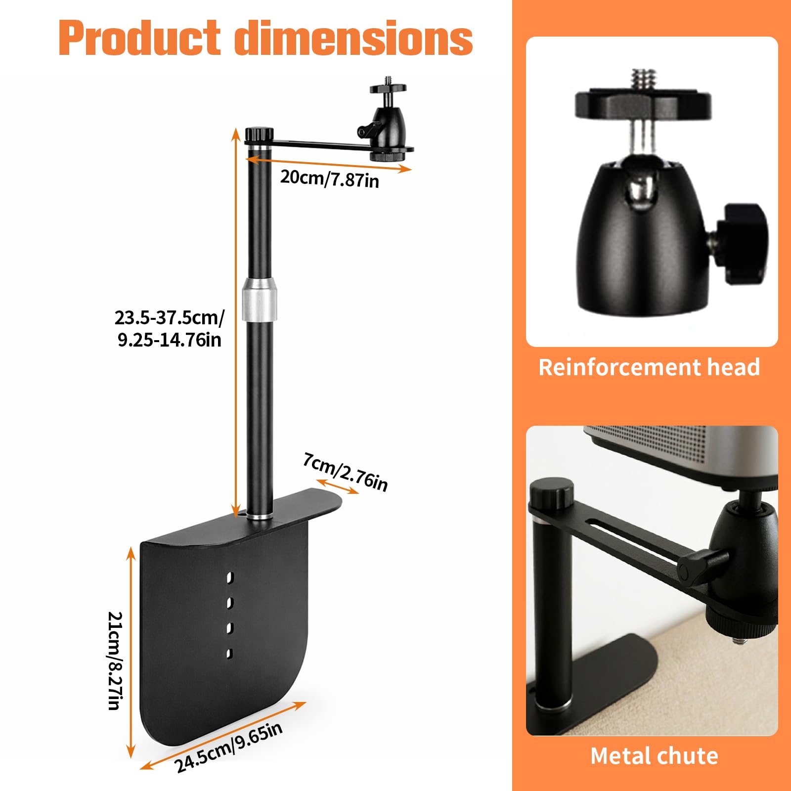 Soporte para proyector para cama y sofá – Estabilidad mejorada para proyectores pesados, diseño oculto con trineo de avance, compatible con XGIMI, Nebula, (altura ajustable 14-37,35 cm)