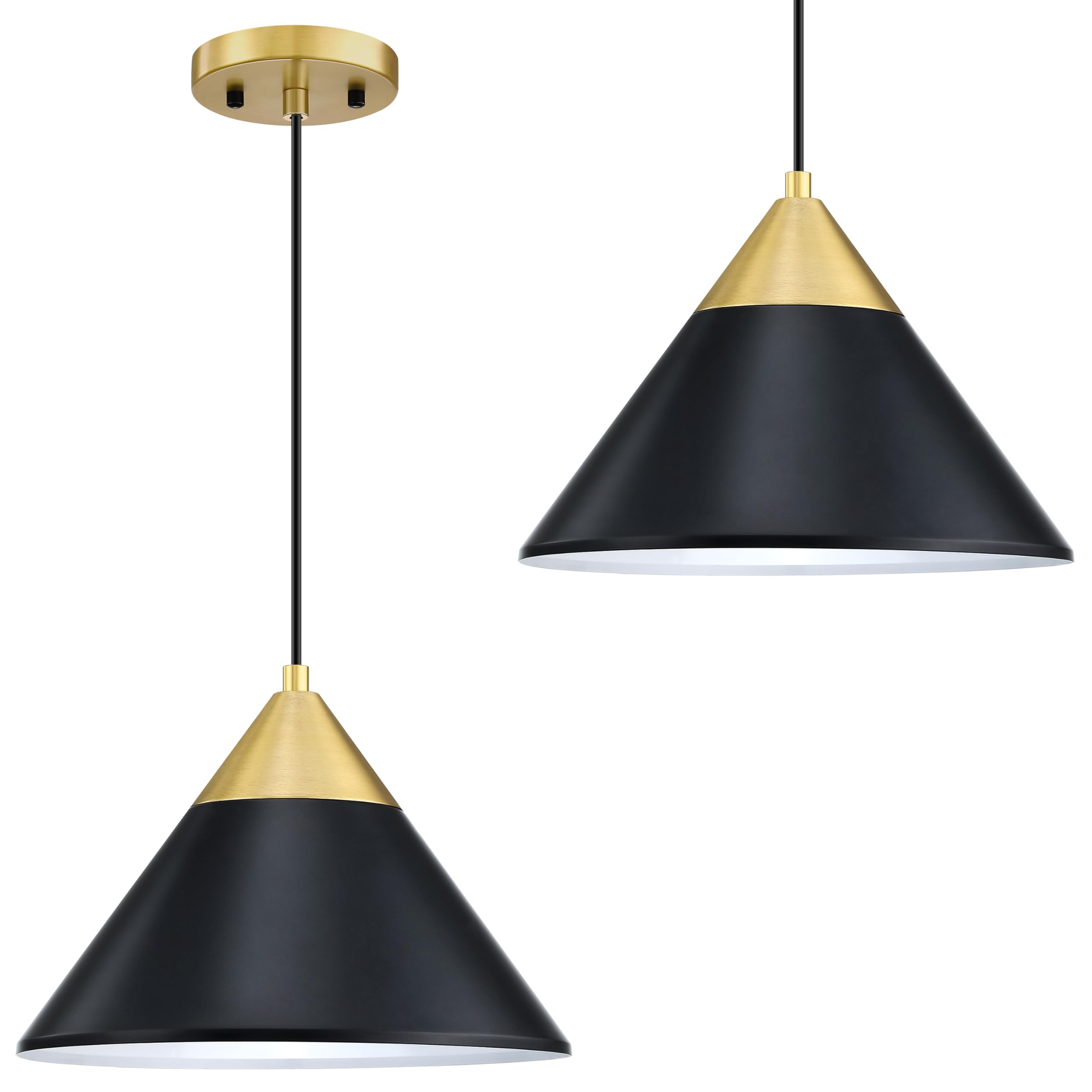 Photo 1 of ***FACTORY SEALED***
Modern Industrial 1 Light 2 Pack Hanging Indoor 12" Gold Pendant Ceiling Light Fixtures Black Finish for Bar Dining Room Corridor Living Room Kitchen Island Bedside 2 Pack 12 Inch Black Gold