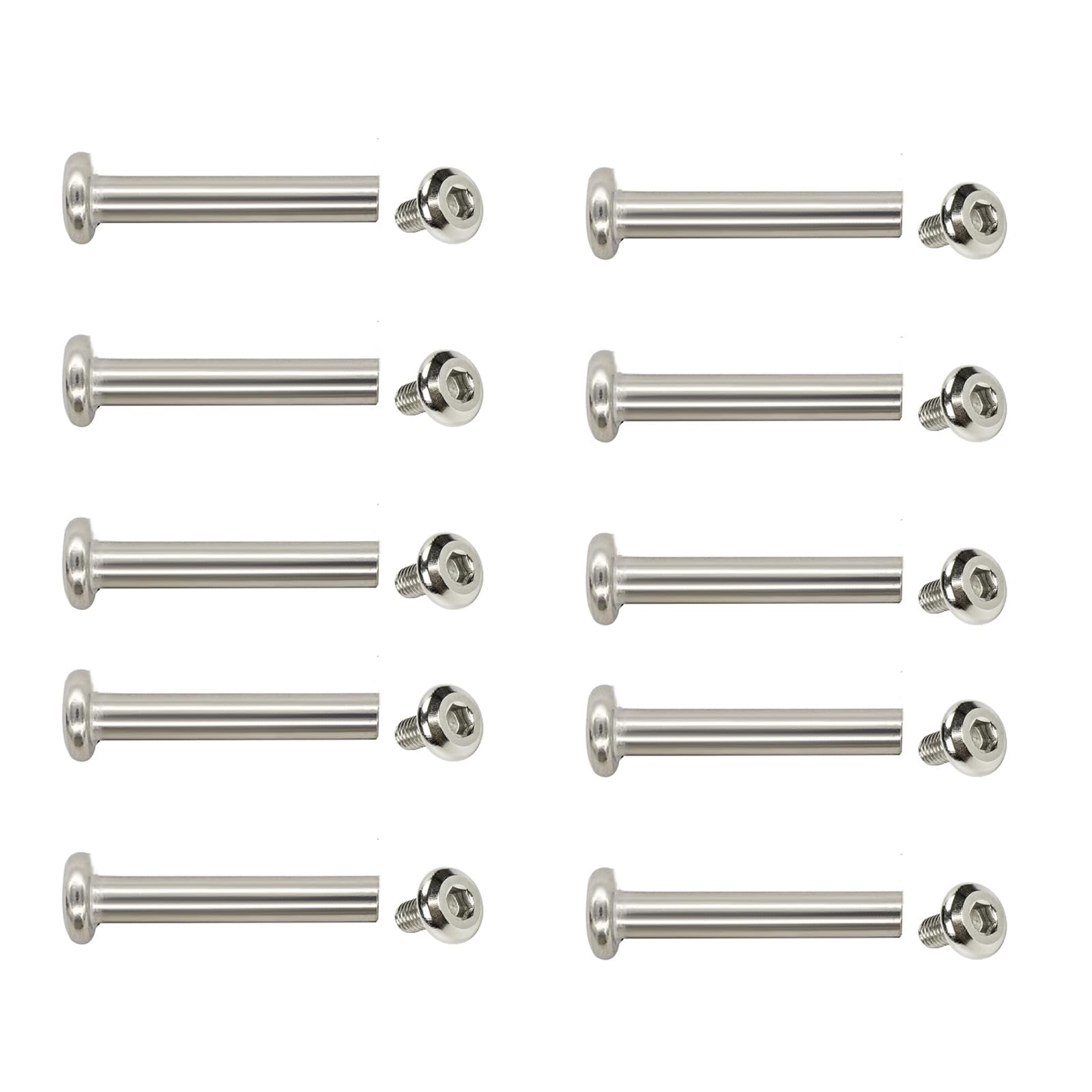 EINCORN 10 Pcs Inner Hexagon Screws Nails Rivets Stainless Steel Screws 30/35/40/45/50mm Screw Post Tacks Screws for Luggage