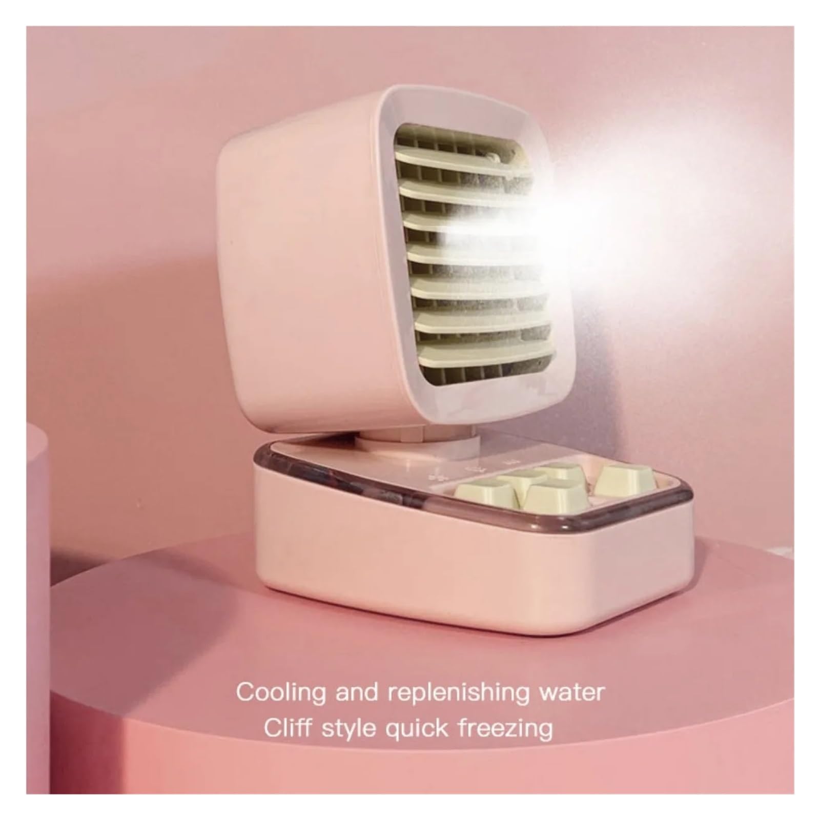 Aire Acondicionado PortáTil Mini Ventilador Inspirado En Una Consola De Juegos Retro con Función De Pulverización For Un Enfriamiento Rápido FáCil De Usar(Blue)