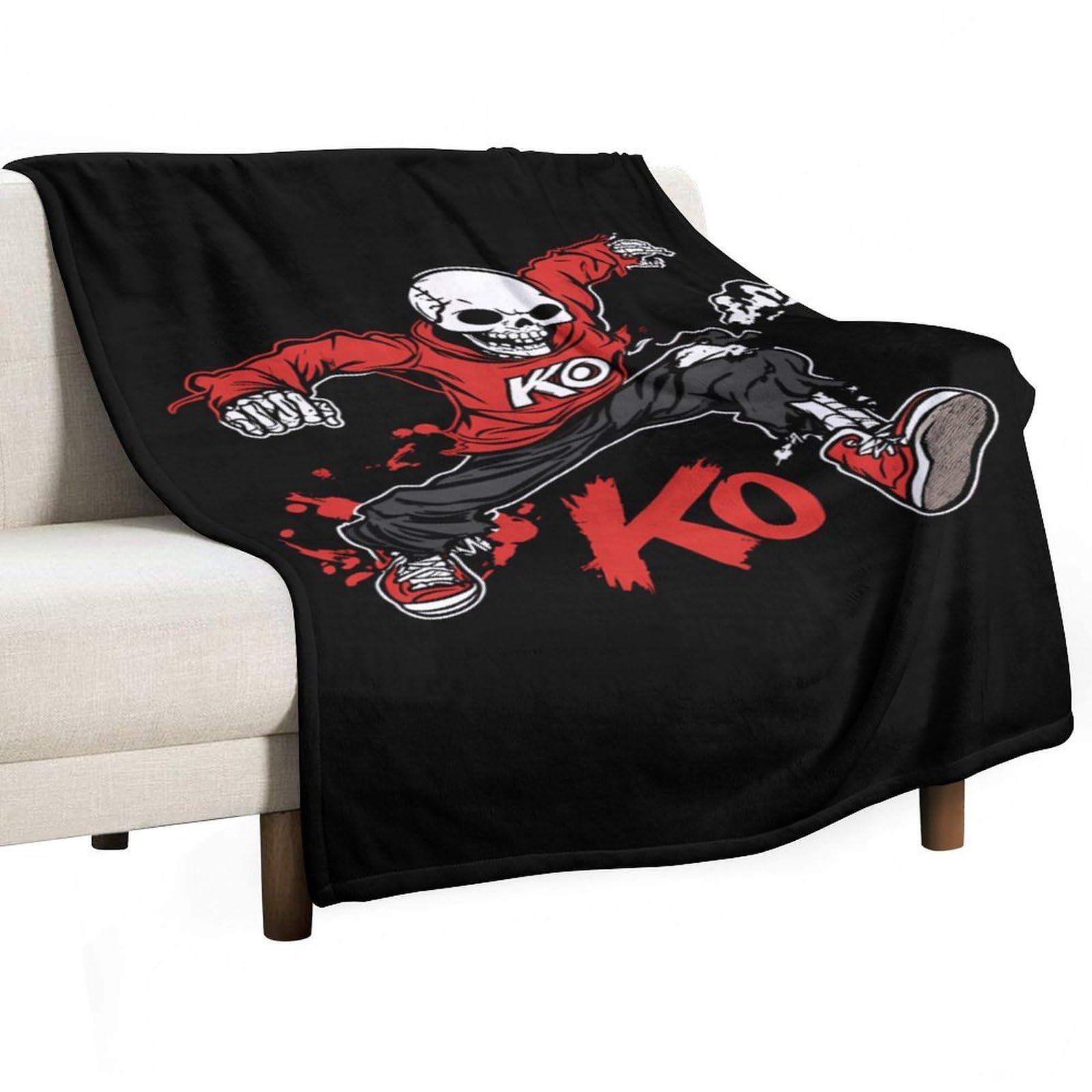 CGSBNGHA Kung Fu Skull Flannel Fleece Blanket Lightweight Soft Throw Blankets for Sofa Couch Bed Chair