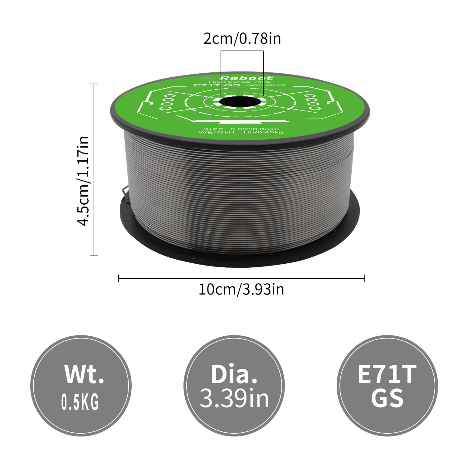 Reboot Filo animato MIG 0.8MM 0.5kg filo di saldatura E71T-GS saldatura ad arco schermato con gas FCAW per saldatrice filo animato senza gas