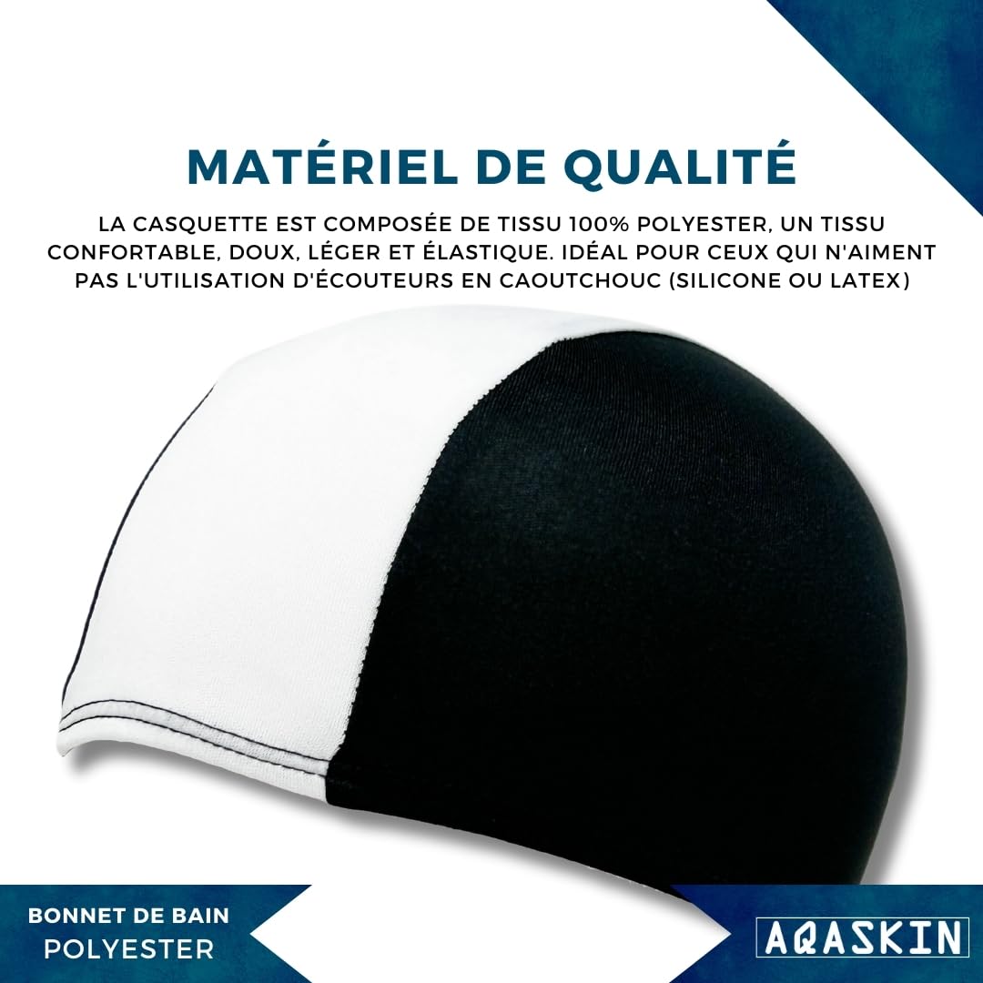 Bonnets de Bain Professionnels en Polyester Bicolore - 50 pièces - Bonnet de Bain Unisexe en Polyester, Bonnets d'aquagym pour Adultes et Adolescents.