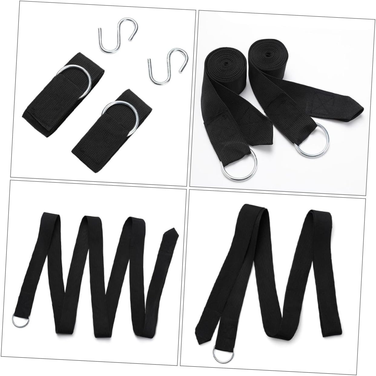 SHINEOFI 6pcs Adjustable Nylon Tree Hammock Ropes with Heavy-Duty S Hooks, Outdoor Swing Hanging Straps for Camping and Backyard Use