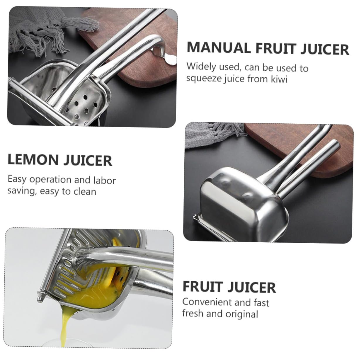 Cabilock Spremiagrumi Facile da Pulire in Acciaio Inox 304 Manico Confortevole Manuale per Spremere Agrumi Freschi e Frutta a Mano