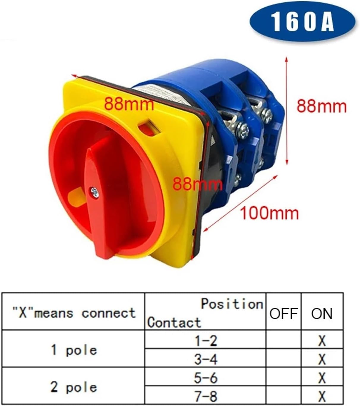 160A Changeover Cam Switch LW26-160GS/04 Rotary Power Supply Cut-Off Knob Isolation Master Control