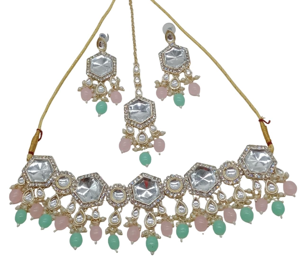 AASHISH IMITATIONKundan Mino Complete Jewelry Set (Multicolor)