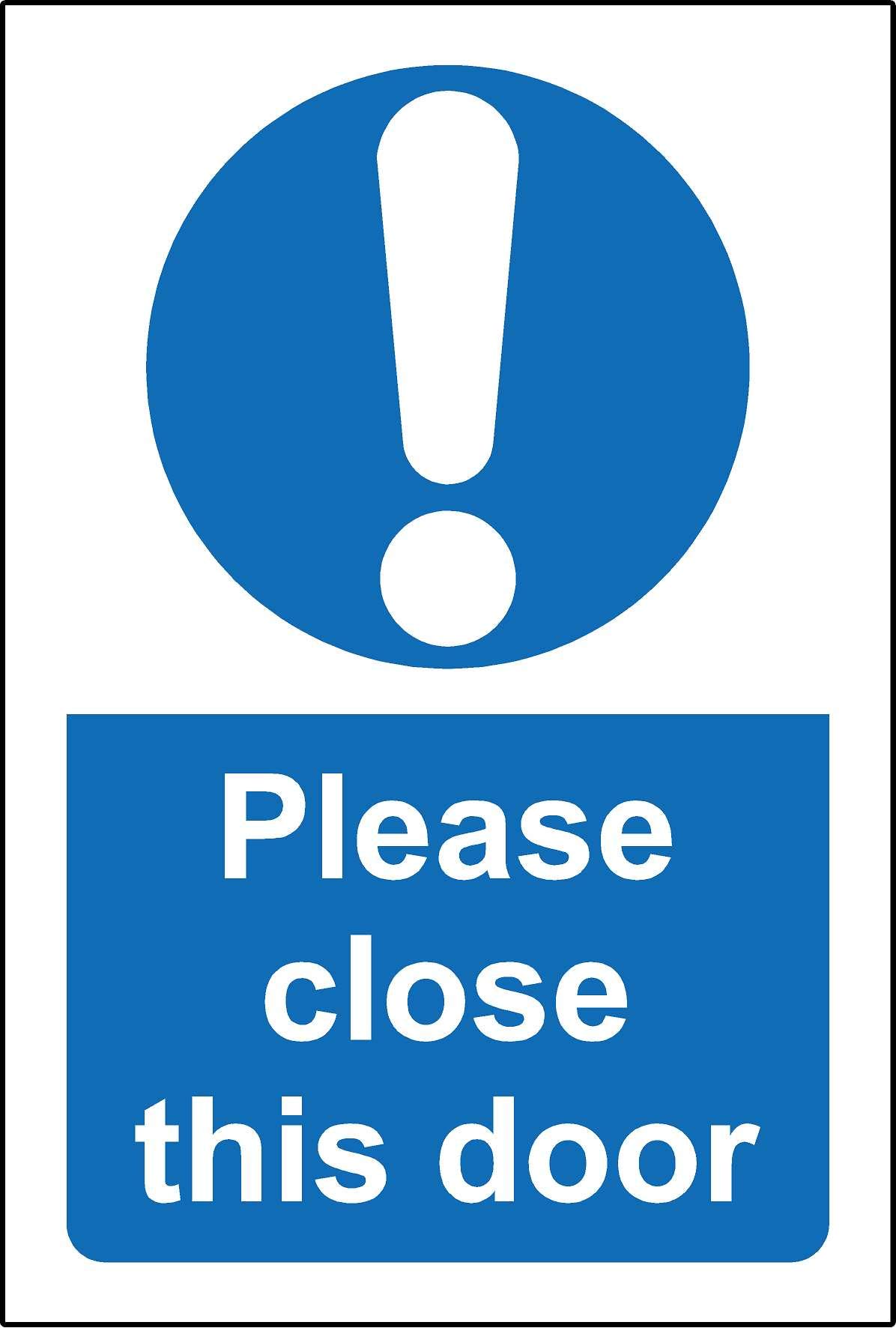 Kpcm Display Ltd Please Close This Door Safety Sign - 1.2Mm Rigid Plastic 150Mm X 100Mm