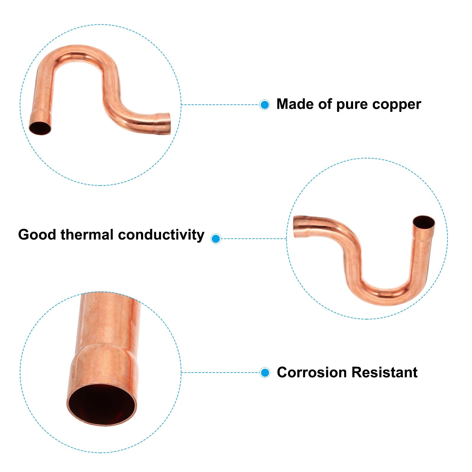 PATIKIL Raccord de tuyau en cuivre de 3,8 cm ID P-Trap - 1 raccord de soudure à souder pour climatisation, climatisation, plomberie