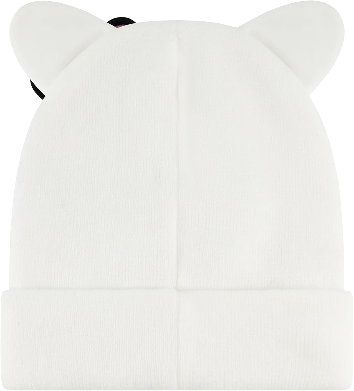 Hello Kitty Beanie Hat, Adult Acrylic Knitted Winter Cap with 3D Ears and Bow, White, One Size - Image 2