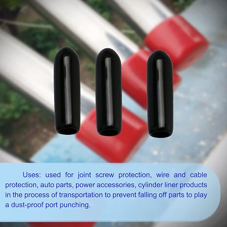 Rubber Round End Cap Cover 0.08 Inch (2mm) Screw Thread Protectors PVC Flexible Tubing Pipe Protective Bolt Screw Thread Protector Safety Cover | for Pipe Post Tubing Rod Cover 50 Pcs (Black)