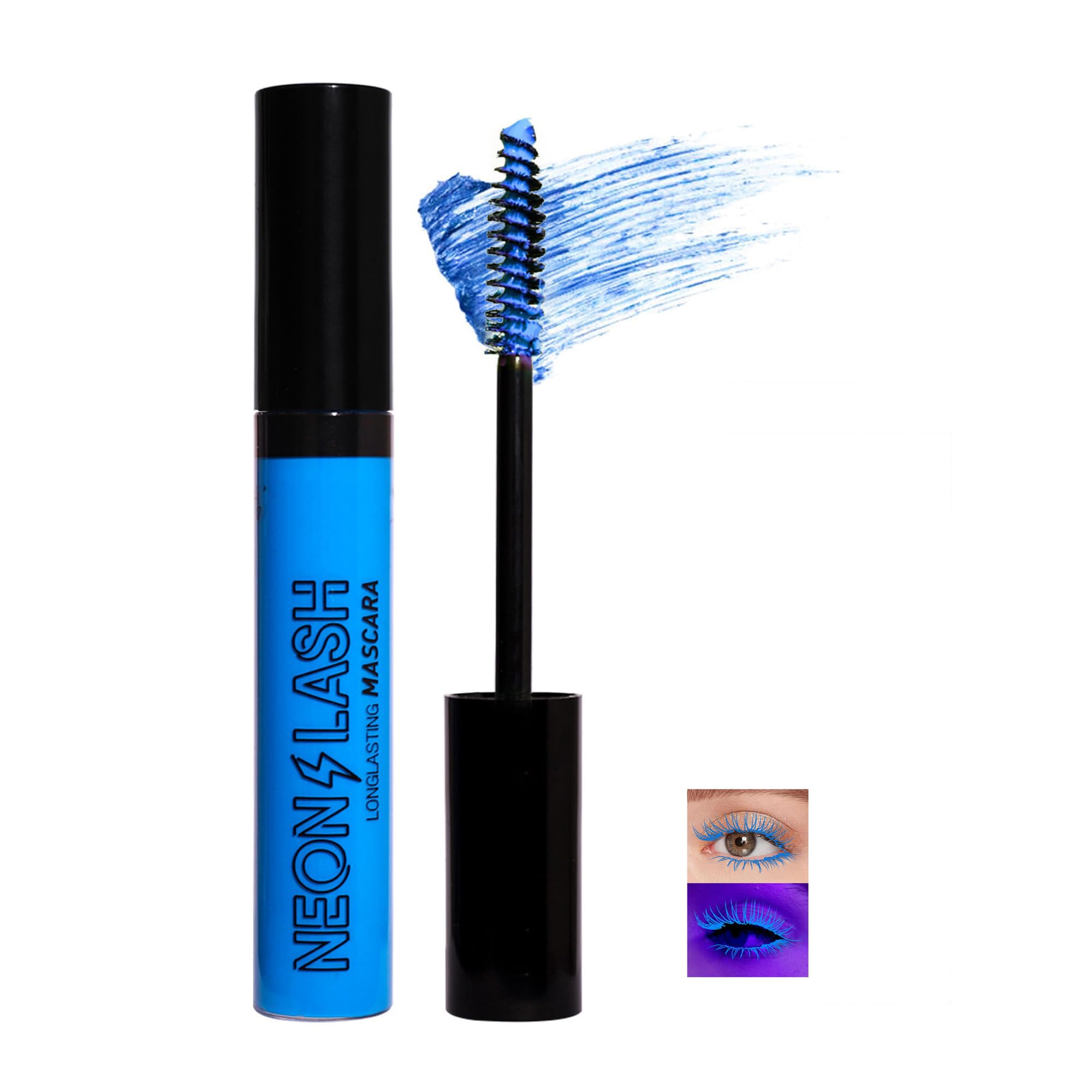 Blue Mascara for Eyelashes, Liquid Lash Colored, Colorful Waterproof Fluorescent for Eyelashes Long lasting Charming Voluminous Lashes for Women, Day or Night Stage, Clubbing (#05 Blue)