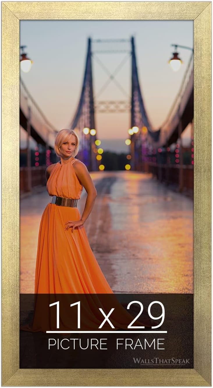 wallsthatspeak 11x29 Gold Picture Frame for Puzzles Posters Photos or Artwork