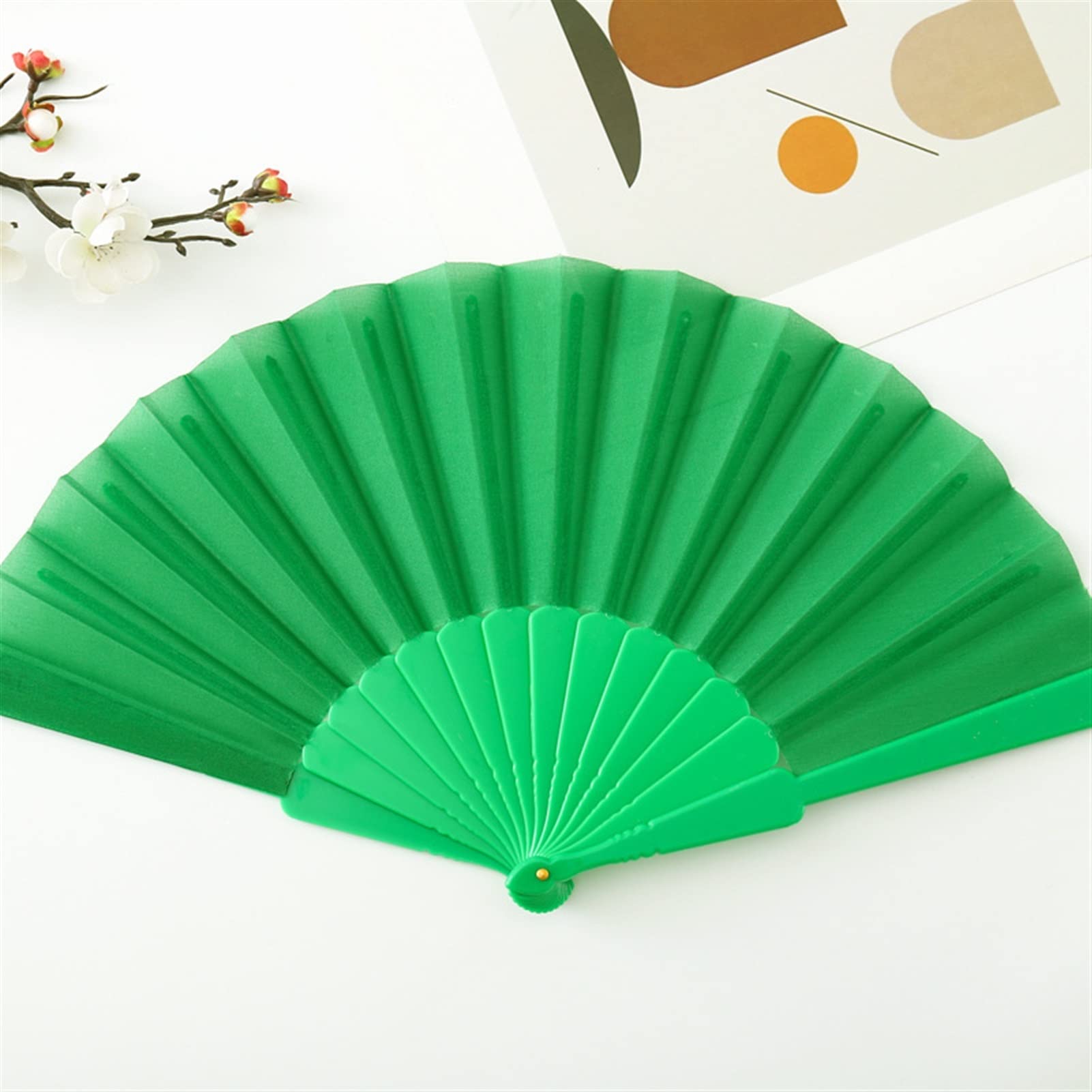ROHCGHC folding fan, Folding Hand Fan - Room Decoration Gift Craft Plastic Hold Chinese Style Dance Performances Held Party Wedding Supplies Decorative(K)