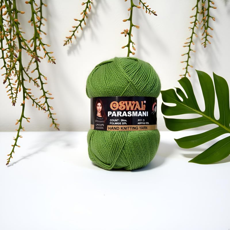 Image of M.G ENTERPRISE Os wale 3 Ply Knitting Yarn Wool, Light Green 300 gm Best Used with Knitting Needles, Crochet Needles Wool Yarn for Knitting. by M.G ENTERPRISE Os wal I