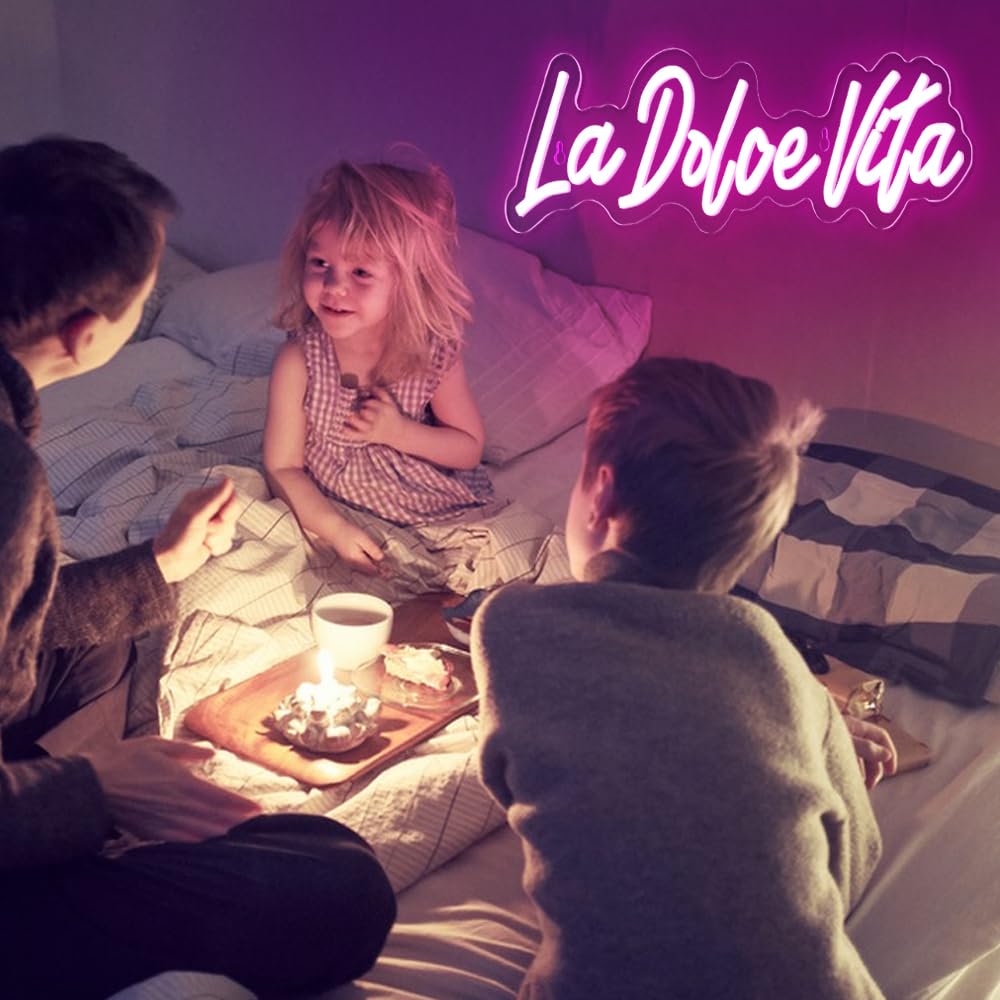 La Dolce Vita Targa neon per decorazione da parete, idea regalo per matrimoni, feste e compleanni, pratiche luci al neon a LED per la decorazione della casa