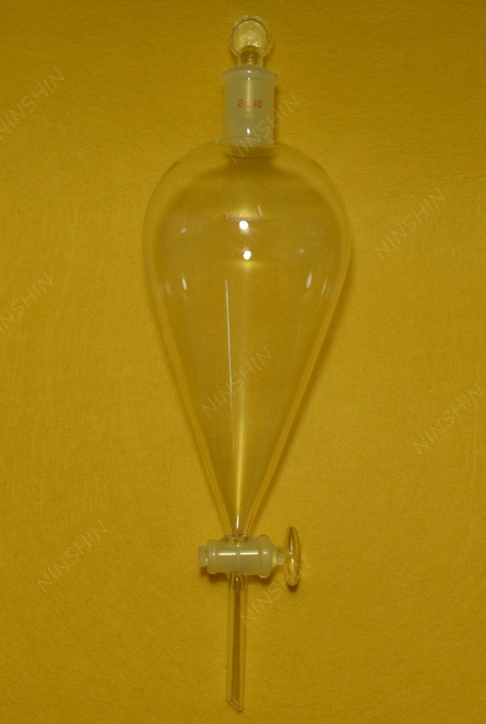 NANSHIN Glassware,24/40,1000?ml,Pyrifor?m Separatory Funnel,Pea?r Shape,Glas?s Stopcock