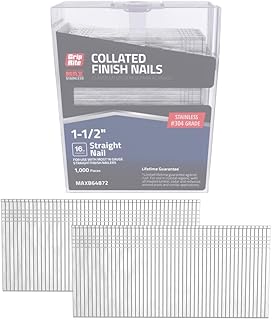Grip-Rite PrimeGuard Max MAXB64872, Finish Nail 16GA, 1-1/2", 304 Stainless Steel, 1000 Nails, Clamshell Packaged
