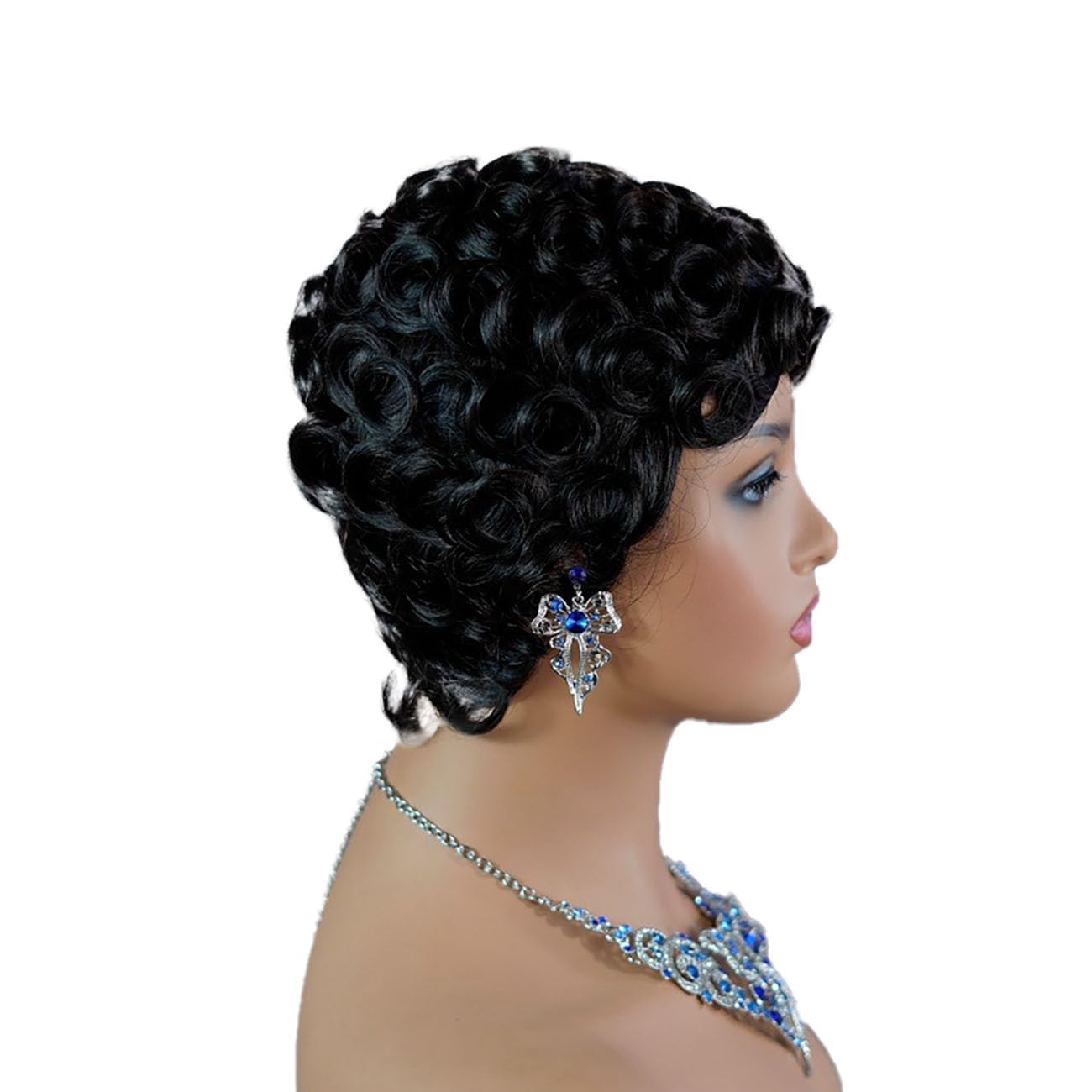 short wave human hair wig, Pixie Cut Wig Human Hair for Black Women, Brazilian Virgin Human Hair Wave Wigs, Glueless Short Pixie Cut Curly Wigs Natural Black Color for Daily Use (Black)