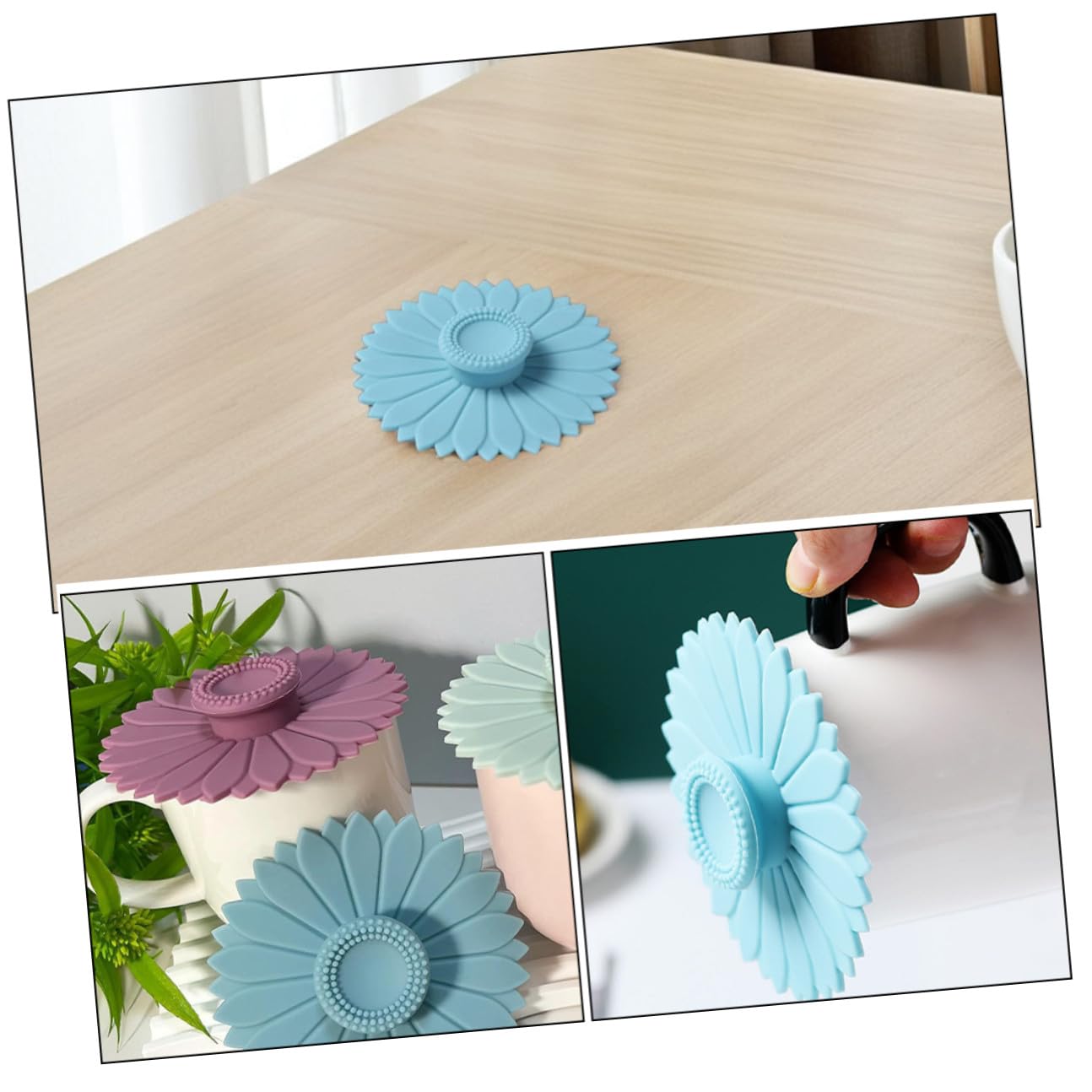 Lurrose Set 12 Coperchi in Silicone a Forma di Girasole per Tazze da Caffè Tazze in Vetro e Ceramica Coperchi Ermetici Resistenti al Calore per Accessori Tazza da Tè