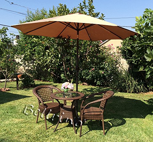 Bellrino Decor Replacement Light Coffee/Tan Strong & Thick Umbrella Canopy For 9Ft 6 Ribs (Canopy Only) #TOP1