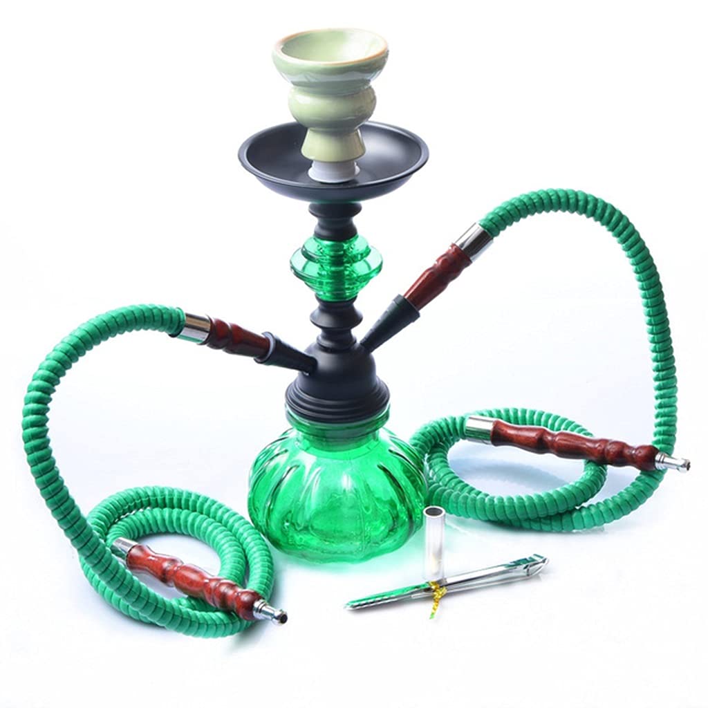 11" 2 Manguera Narguile Juego Completo - Mini Calabaza - Kit de Inicio de Cachimba Narguile Florero de Vidrio - (Color : Green)