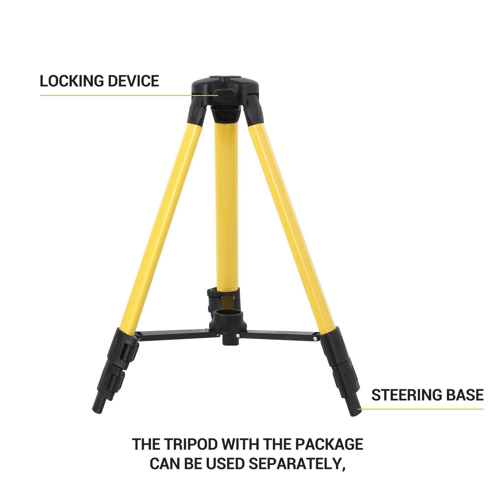 Garvee Trépied professionnel pour niveau laser – Barre horizontale et mât télescopique 3,7 m, hauteur réglable 19-33'', adaptateurs 1/4"-20 & 5/8"-11, aluminium robuste, pieds antidérapants – Montage
