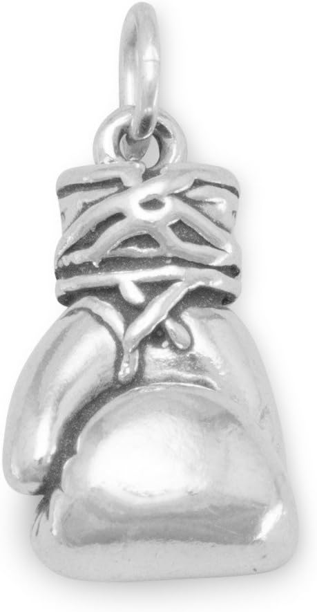 .925 Sterling Silver Large Oxidized Boxing Glove Charm