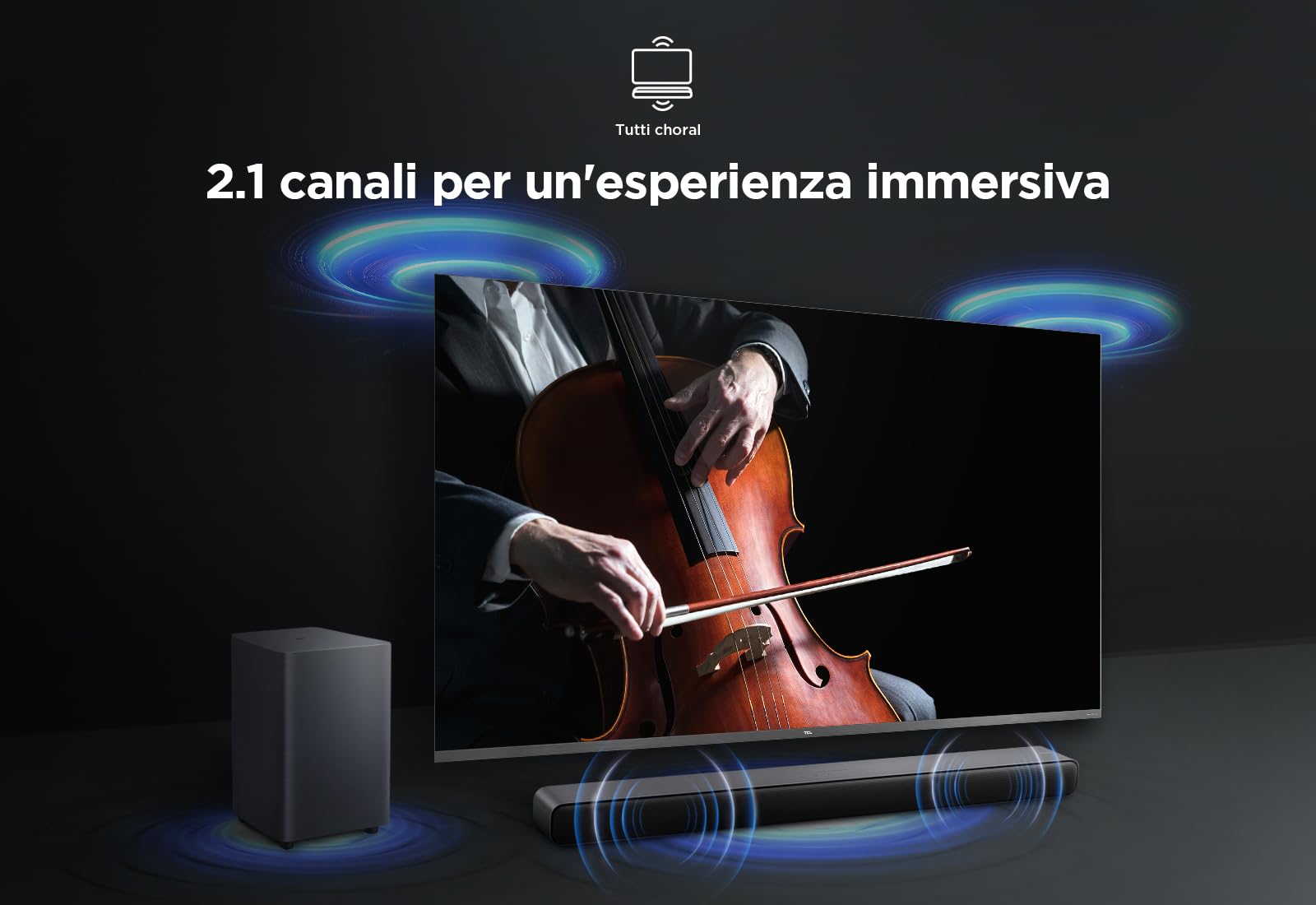 TCL S55HE Soundbar 2.1 220W Dolby Atmos DTS Virtual:X wireless subwoofer Bluetooth 5.3 HDMI eARC