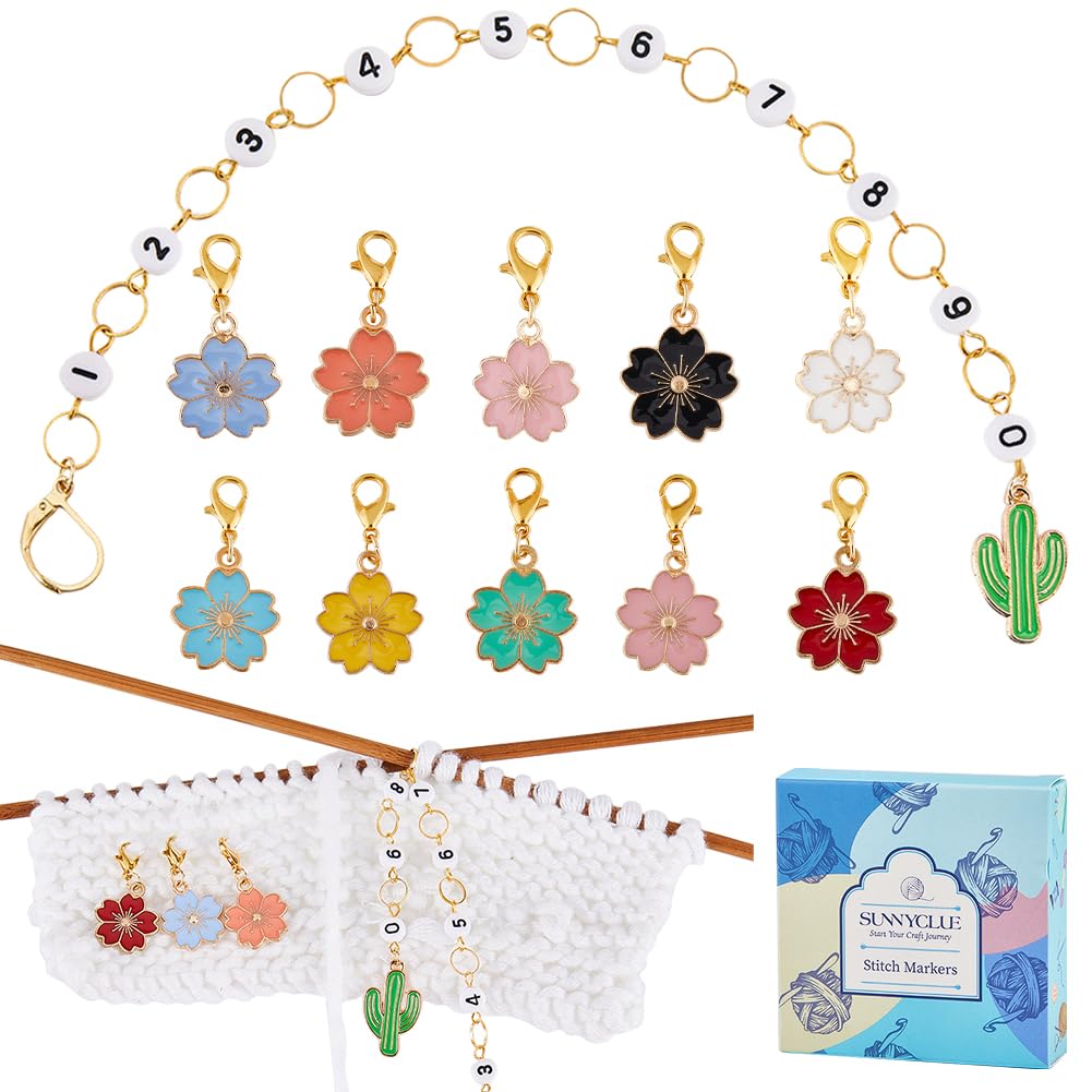 SUNNYCLUE 11-Piece Sea Animal Knitting Set - Ocean Theme Stitch Markers & Row Counter
