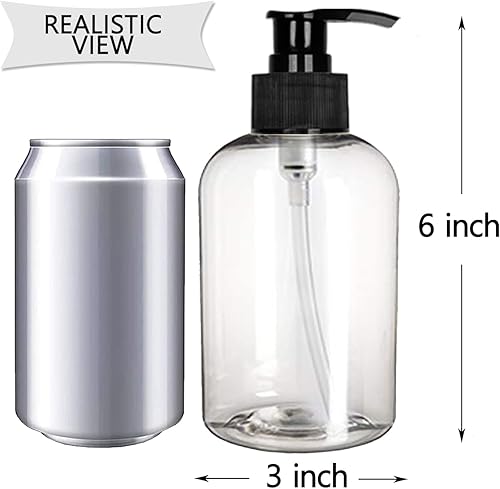 Miniatura 4 de EZProUSA Botellas vacías de plástico con bomba de champú y loción con etiquetas impermeables, aceites esenciales recargables sin BPA a prueba de