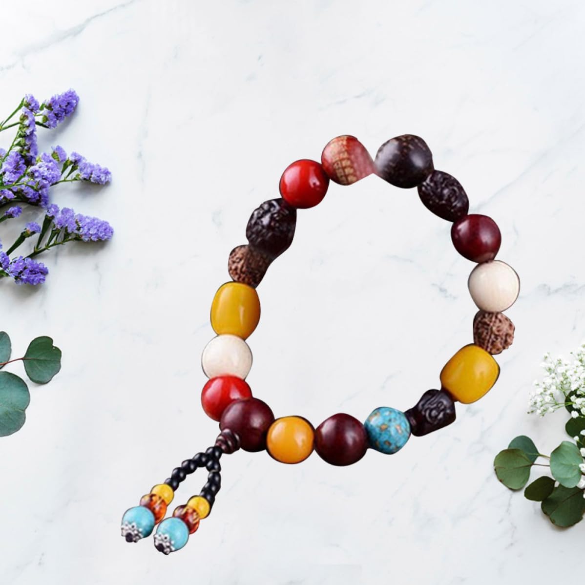 Car Hanging Pendant Wood Ornament Buddha Beads Safeness Blessing image 5