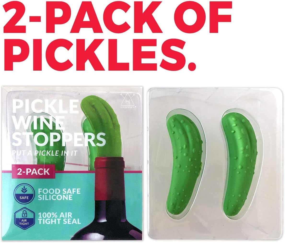 Super Brands Hawwwy Funny Pickle Wine Stopper + Gift Box Put A Pickle In It Set of 2
