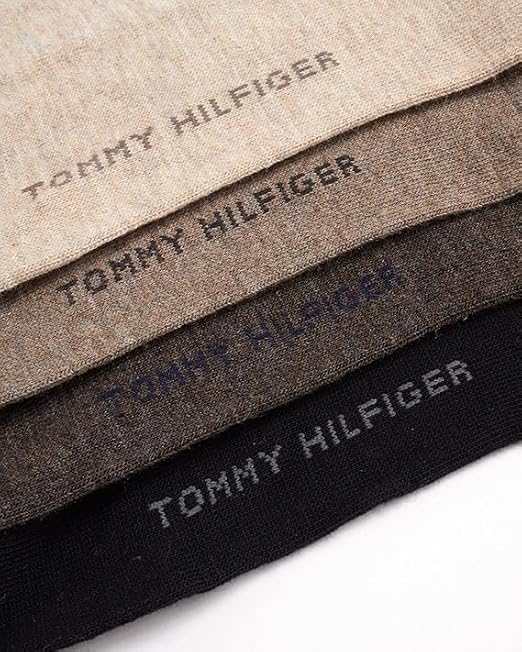 Tommy Hilfiger Mens Dress Socks - 4 Pack Lightweight Cotton Blend Everyday Crew Work Socks for Men for Casual & Formal Wear