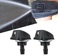 Tesnaao Pack of 2 Universal Windshield Washer Nozzles - 360° Adjustable Sprayer Heads for Cars, Trucks, Vans - Black