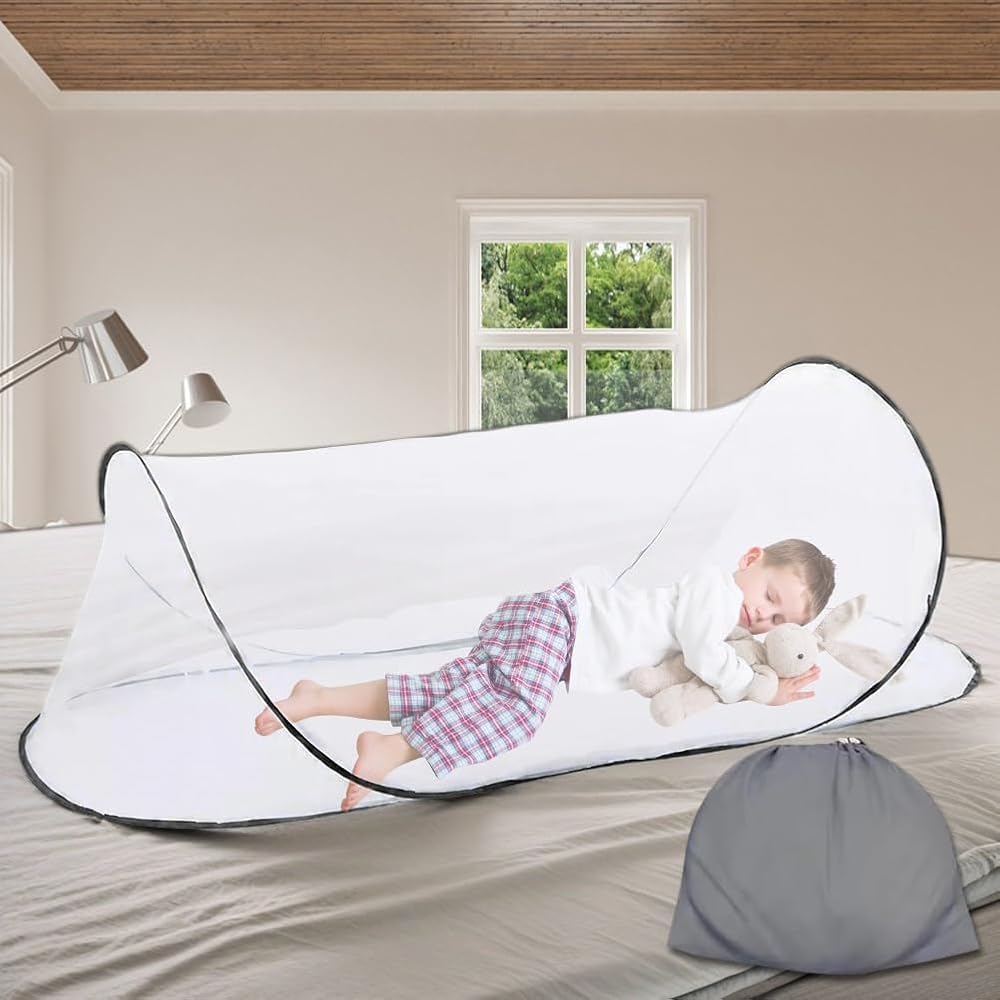 Mosquitera desplegable para viajes, mosquitera para cama de 360°, protección contra insectos, portátil de viaje, red de protección plegable para cama individual, red de mosquitos para exteriores, 200