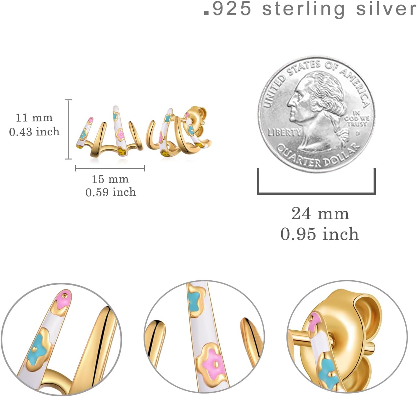 Claw Earrings for Women S925 Sterling Silver Triple Hoop Earrings Illusion Earrings Claw Jewelry Gifts for Women - Image 4