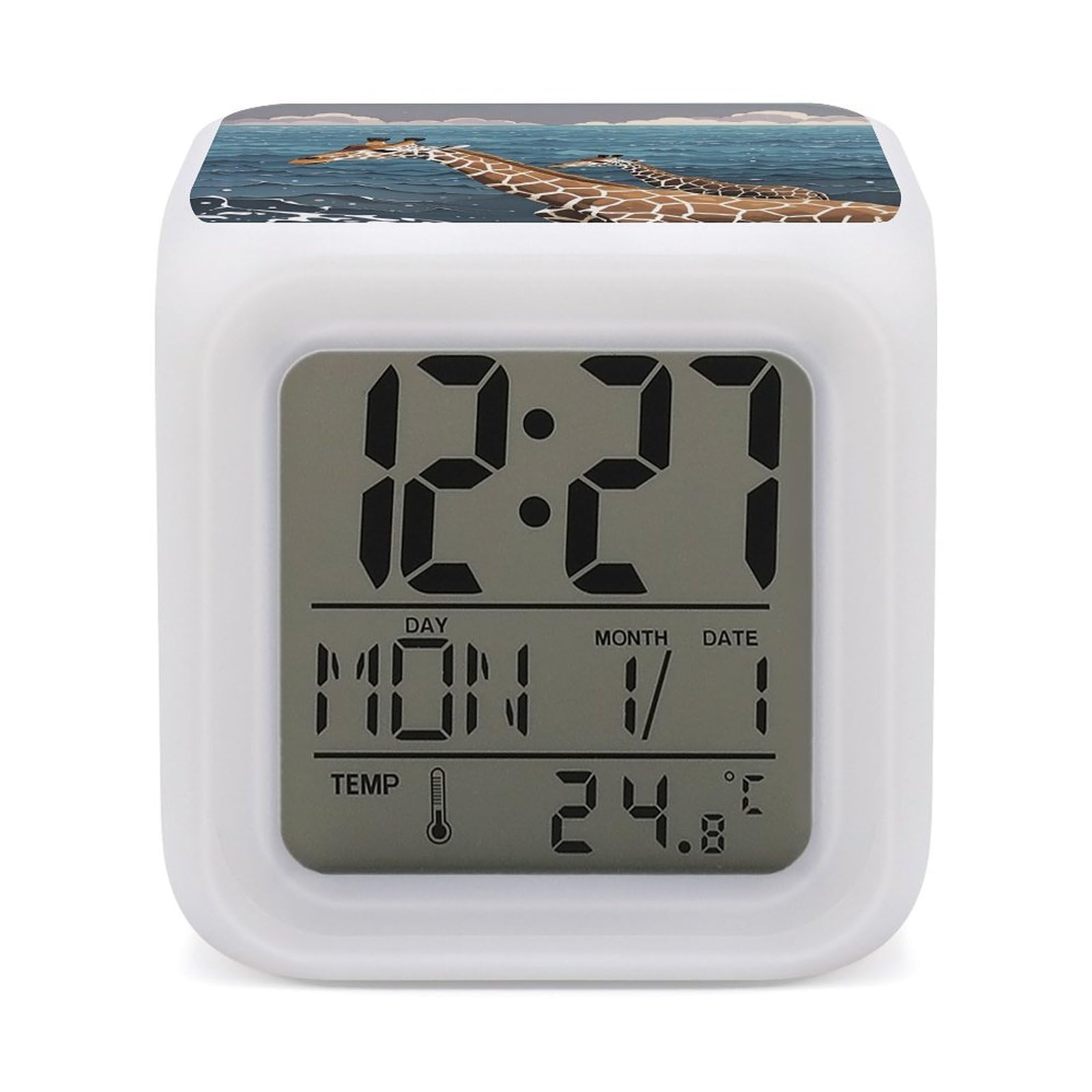 LZQPOEAS The Deep Ocean Alarm Clock Desk Clock with 7 Color Changing Night Light Digital Clocks with Temperature Display Sleep Training and Sound Machine for Heavy Sleeper
