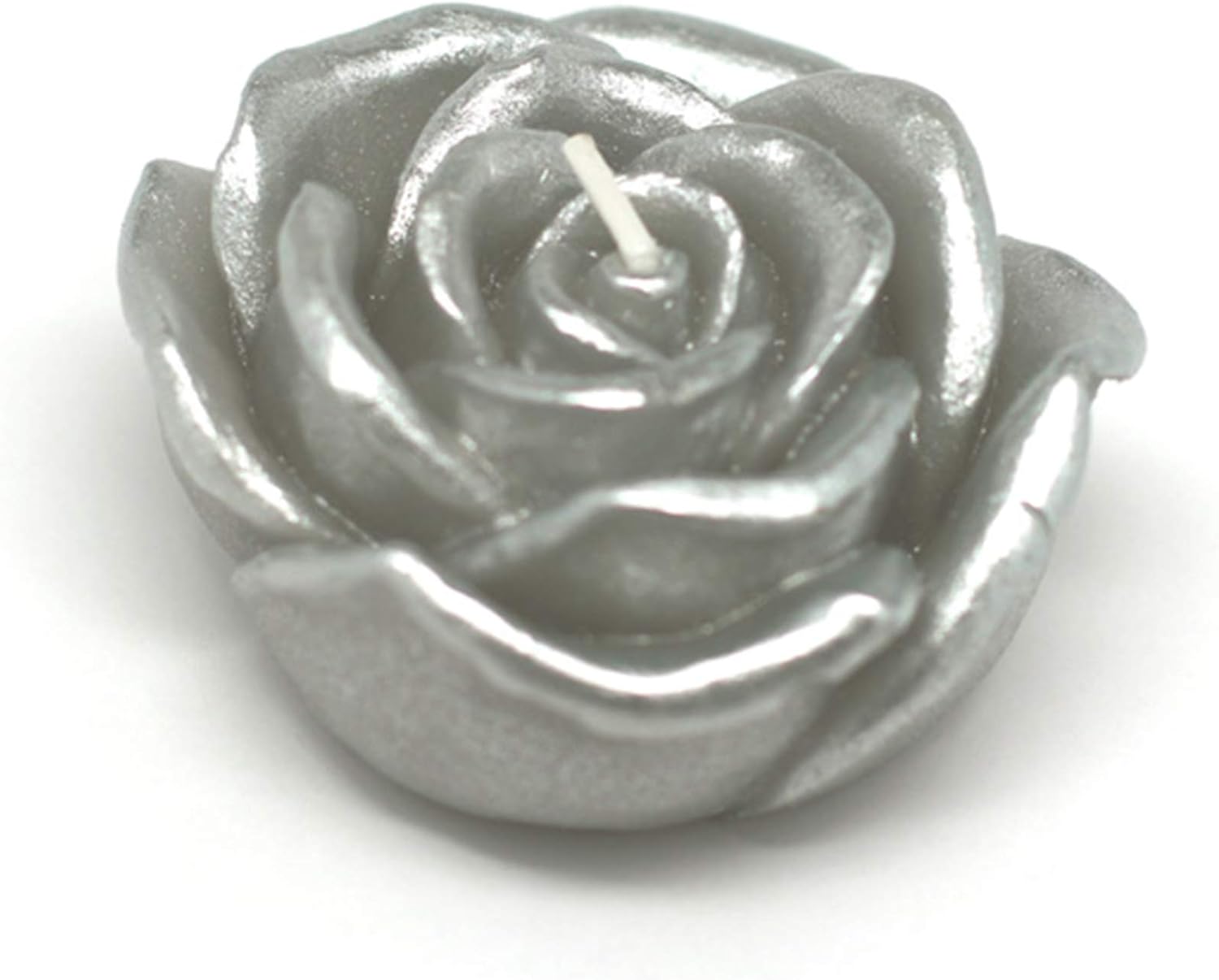 Zest Candle CFZ-102_12 144-Piece Rose Floating Candle, 3", Metallic Silver