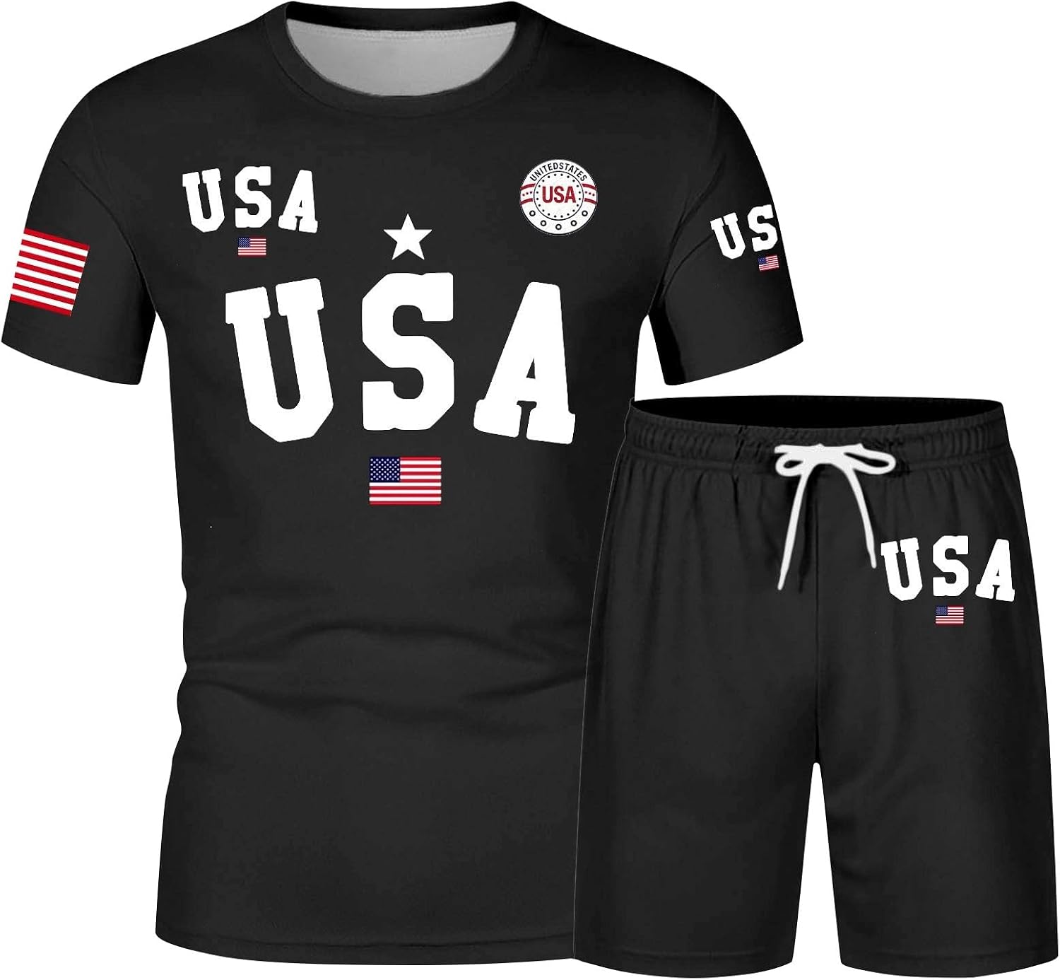 250th Anniversary USA Short Sets 2 Piece Men 4th of July Outfits Plus Size Patriotic Suit American Flag Shirt Shorts