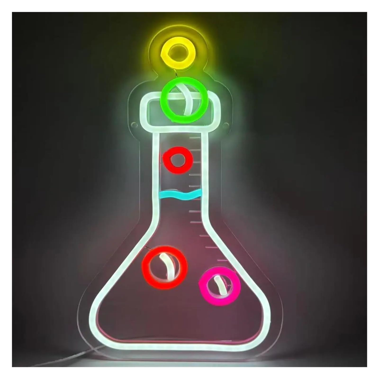 RONGCH Hanging Art Neon Signs Chemical Flask Neon Sign Lab Science Beaker LED Light Dimmable for Classroom Chemistry Scientist Wall Art Decor 33cmx22.86cm